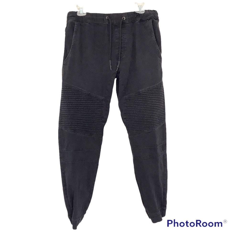 Akademiks Mens Black Stacked Canvas Joggers XL 32x30 Draw String Waist